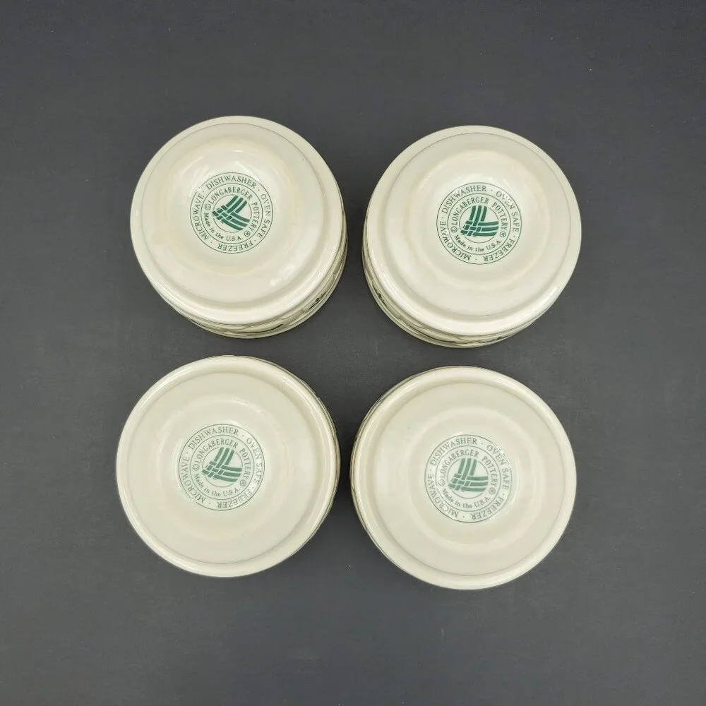 Longaberger Woven Traditions Heritage Green Stackable Custard Cups Ramekins
